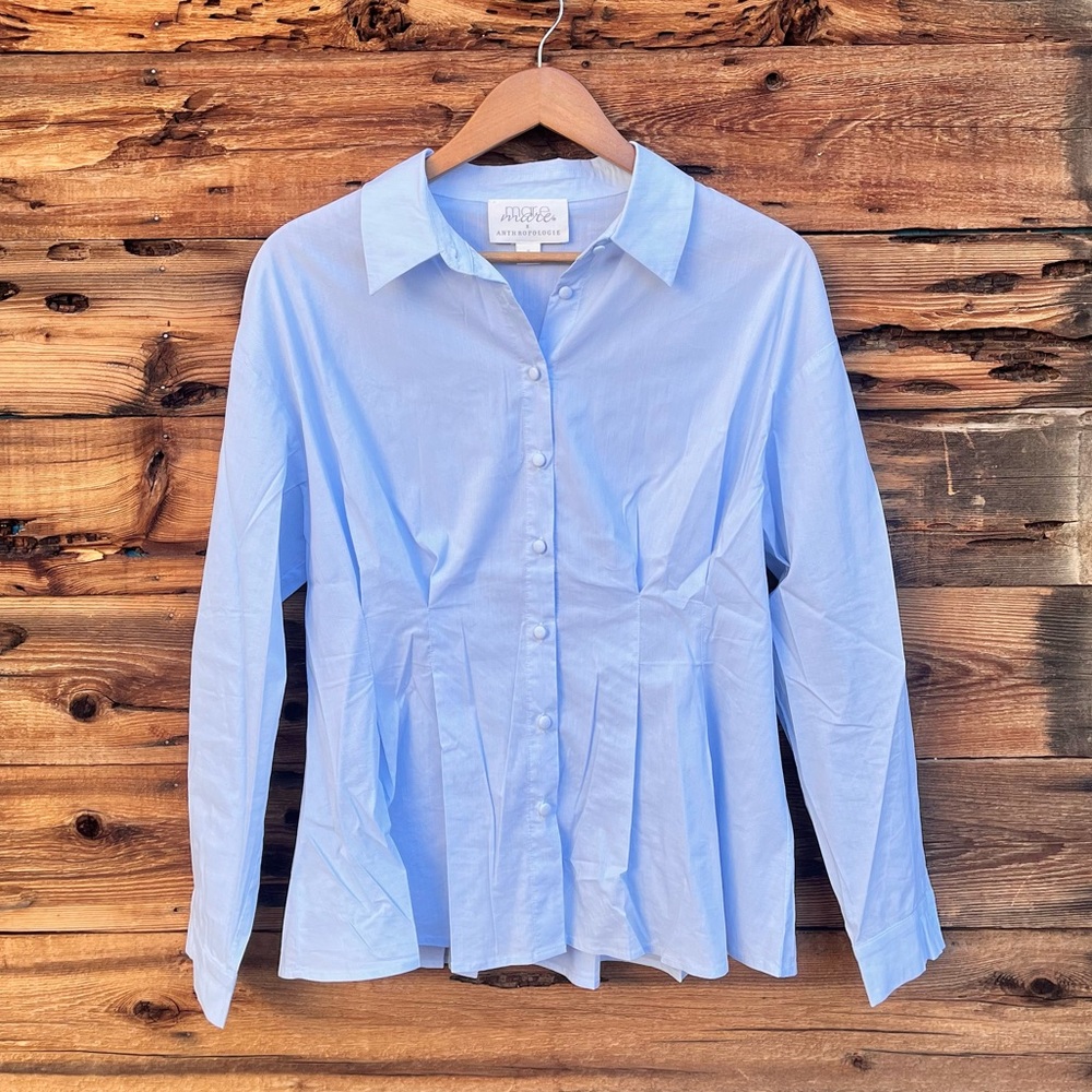 MARE MARE X ANTHROPOLOGIE | Light Blue Button Down Blouse S